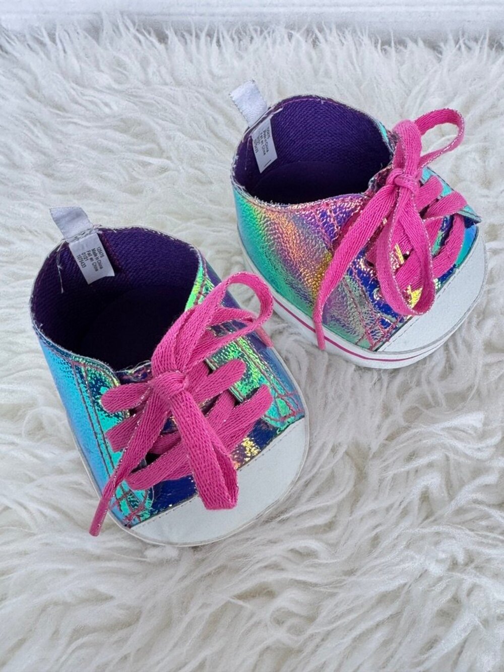Build-A-Bear Shoes Iridescent Blue Green Purple Sneakers Hi-Top Tennis Shoes BAB